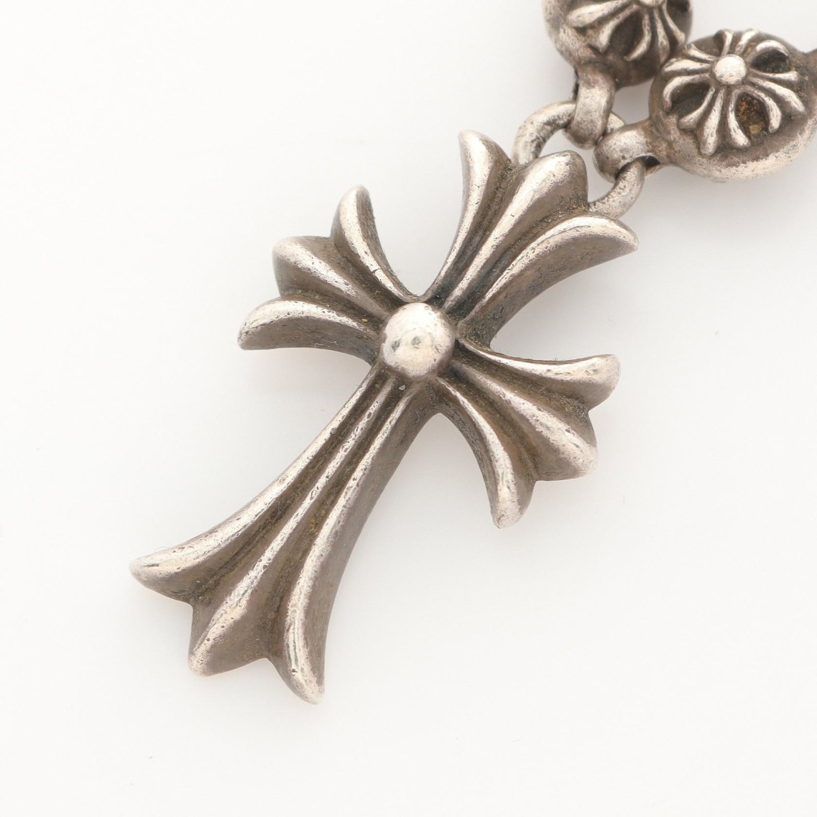 CHROME HEARTS Cross Pendant Small with Cross Ball Necklace Silver925 Used mens