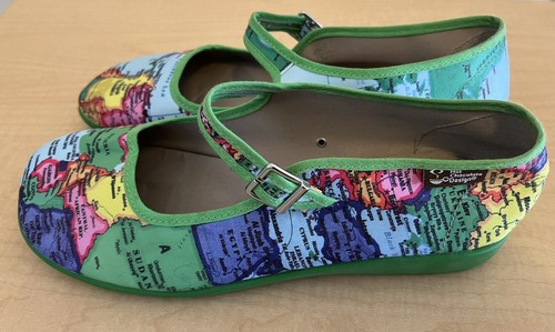 Hot Chocolate Design Chocolaticas Mary Jane Shoes Map Globe Sz EU 41/US 10.5 - Picture 2 of 8