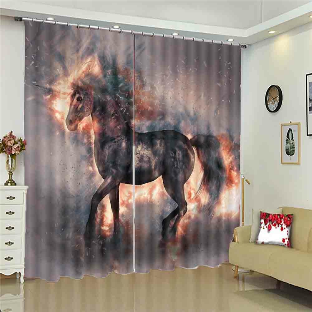 Rideaux Occultants Sweet Home 3D - Tissu Imprimé Chevaux - Neuf