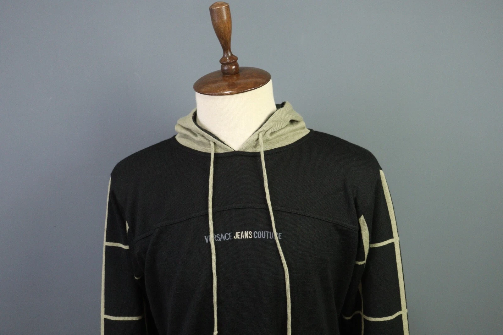 Felpa con cappuccio VERSACE JEANS COUTURE nera merino relaxed taglia XL