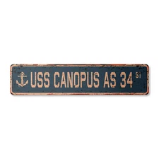 USS CANOPUS AS 34 Vintage Street Sign us navy ship veteran sailor rustic gift