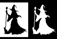 Wicked Witch Cat Broom Two 5" Vinyl Decals Car Windows Laptop Tablet Tumblers