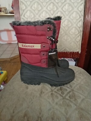 Knixmax Women Winter Snow Boots Waterproof Mid Calf Booties Fur Lined