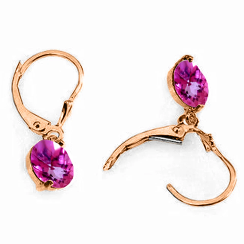 3.1 Carat 14K Solid Rose Gold Youth Pink Topaz Earrings - Imagem 3 de 4