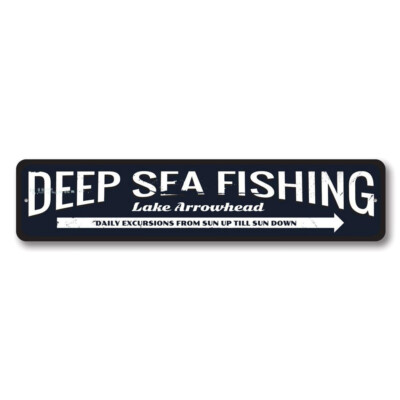Beach Arrow Sign, Personalized Deep Sea Fishing Sign, Beach Sign