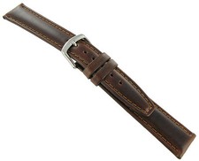 18mm Milano Oil Tanned Leather Brown Padded Watch Band Strap MS 18810 X-Long