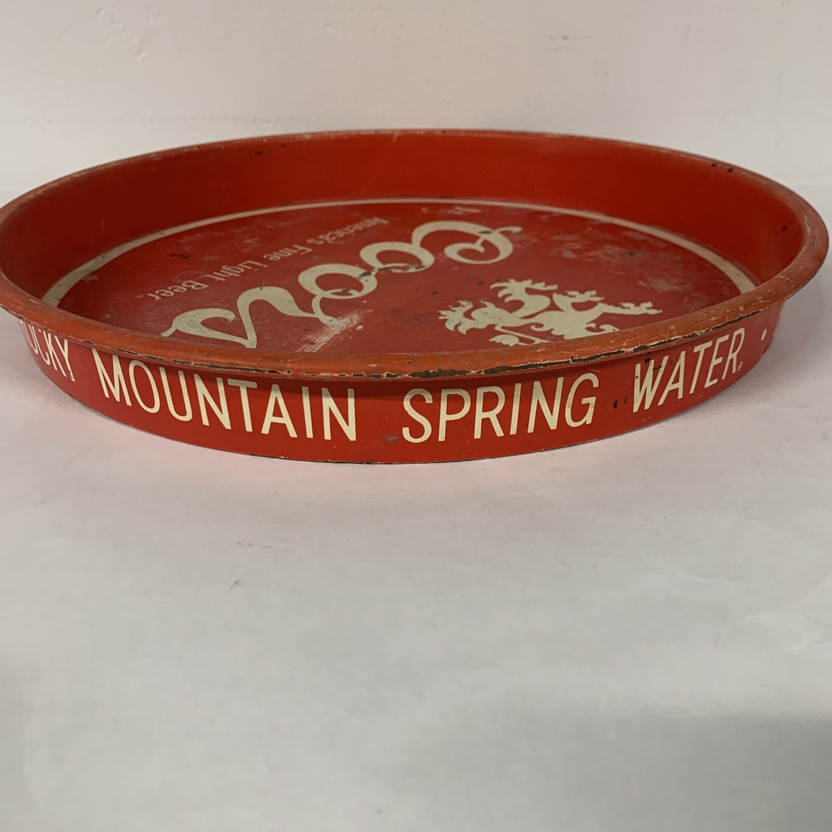 Coors beer 赤色トレイ 約33cm Vintage Red Metal Coors Serving Tray - America's Fine Light