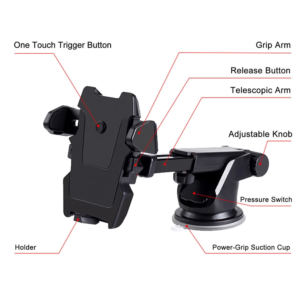 Smart Phone Universal 360° Windshield Mount Car Holder Cradle For GPS Mobile - Image 4 of 4