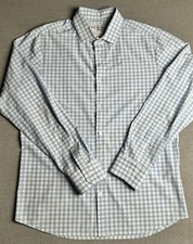 Mizzen  Main Shirt Men's XL Blue Long Sleeve Check Performance Trim Fit Button