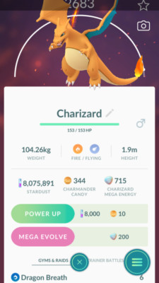 Pokemon Trade GO - Charizard Dragon Breath Lvl35 & 2nd Move for PVP Master