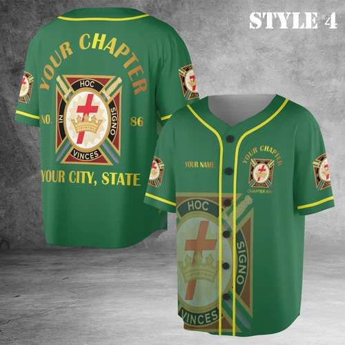 Personalized Name Masonic Knights Templar Freemasonry Baseball Jersey