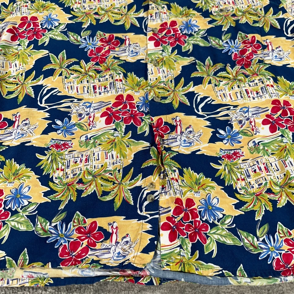 Camisa Hawaiana Lord Taylor De Colección Para Hombres XL Azul Palmera Hotel Playa Estampado Años 90 Foto 3 de 4