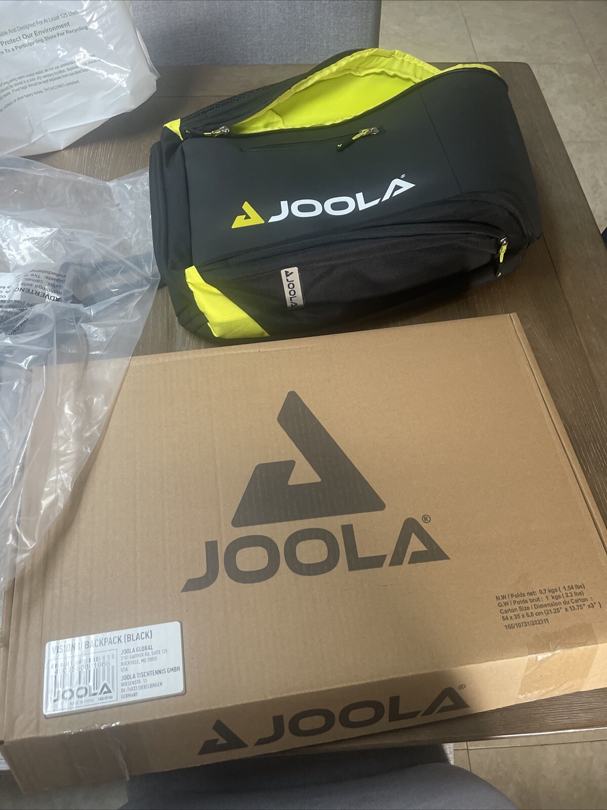 Mochila Pickleball Joola Vision II Ben Johns Anna negra brillante