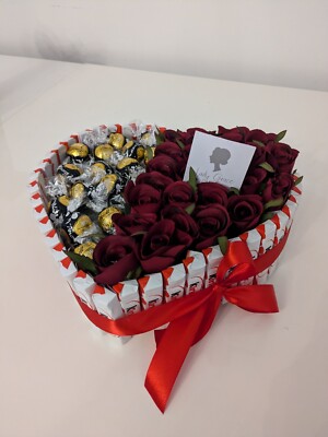 Schokolade Kinder dunkle Lindt Herz Seidenblumen - Geschenkkorb 
