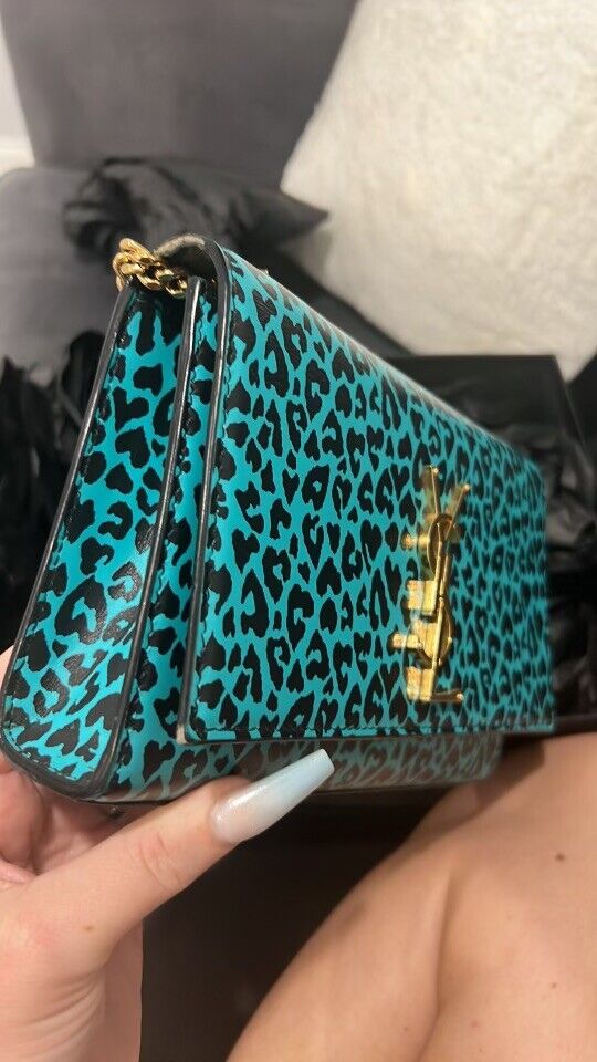 Saint Laurent YSL Limited Kate Medium Blue Leopard Chain Saint Laurent YSL Limited Kate Medium Blue Leopard Chain