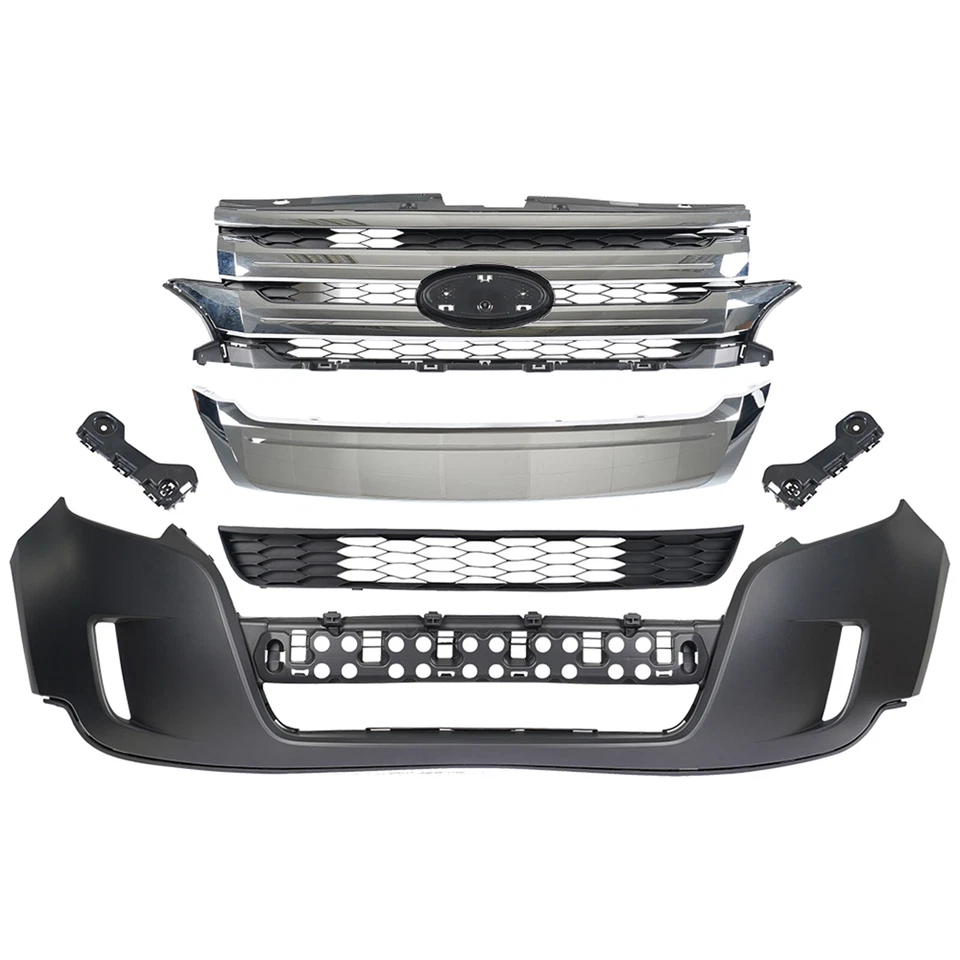 Front Bumper Cover Assembly Grille Kit Grill For 2011 2012 2013 2014 Ford Edge - Image 4 of 4