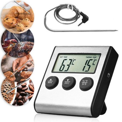 Fleischthermometer Digital Bratenthermometer Grillthermometer Backofen Kabellos~