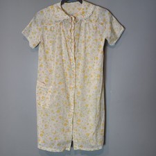 Vtg 50s Nightgown Robe Set S Yellow Retro Floral Cottage 60s Lace Prairie Boho