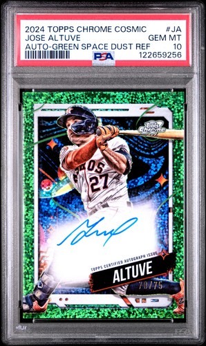 Jose Altuve 2024 Topps Chrome Cosmic Auto Green Space Dust Refractor /75 PSA 10!