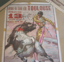 Affiche Originale Plaza De Toros Madrid 1966 - Tauromachie - Format 21 X 38 Pouces - Rare état Neuf