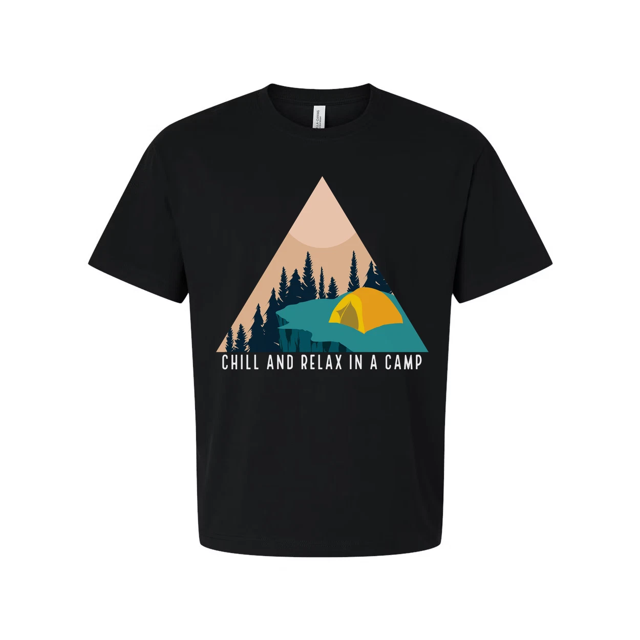 Unisex Outdoor Camping Graphic Tee With Tent And Pine Forest Scene For Hiking Tr
