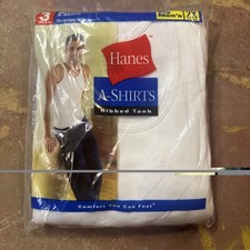 Nos Vintage 2000 Hanes A-Shirts Ribbed Tank Top Big Men s 2XL White 3 Pack