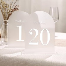 UNIQOOO Frosted Arch Wedding Table Numbers with Stands 1-20, 5x7" Pack of 20