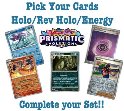 Pokemon Prismatic Evolutions Holo/Rev Holo/Reg/Holo Energy- Pick your card 1-131