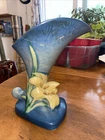 Roseville Pottery Zephyr Lily Bluish Green Cornucopia 6 Inch Vase 203-6