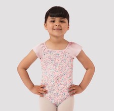 Mirella Girls Pink Ditsy Floral Frill Sleeve Leotard Medium 8/10 NEW NWT
