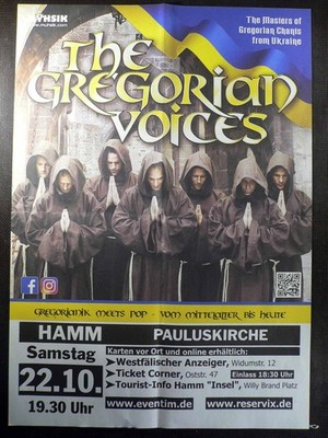 The Gregorian Voices - Hamm 22.10.22 - Veranstaltungsposter A2 60x42cm gefaltet