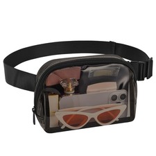Clear Fanny Pack Stadium Events Belt Bag Women Men Sports PVC Black