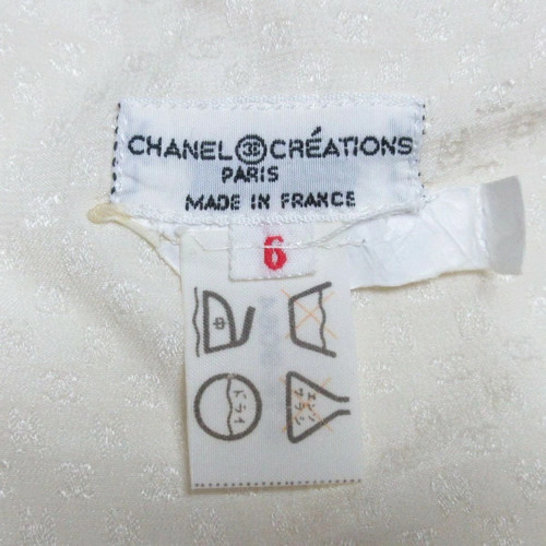 CHANEL Creations Vintage Coco Mark Jacquard Long Sleeve Shirt Blouse 6 Ivory Wom - Picture 6 of 10