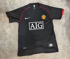 Nike Manchester United 2007/08 Away Jersey Black Red AIG Vintage Soccer