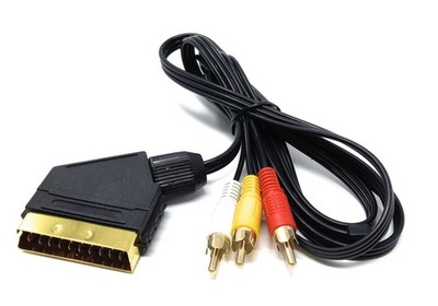 DRUT 1,5 M SCART auf 3 Cinch Stecker Kabel Audio Video AV Adapter 1,5 Meter 