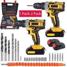 Cordless Brushless Impact Driver Hammer Drill Combo Kit with 2 Battery & Charger