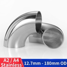 90 Degree 304 / 316 Stainless Steel Satin Mandrel Exhaust Pipe Bend Elbow