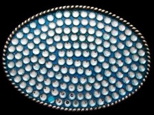 II17174 SWEET VINTAGE 1980s  RHINESTONE PAVE  PEWTER BELT BUCKLE