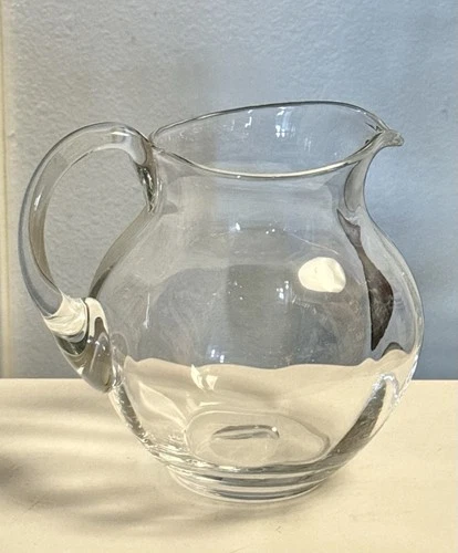 Blenko Glass Hand Blown Clear Glass Pitcher