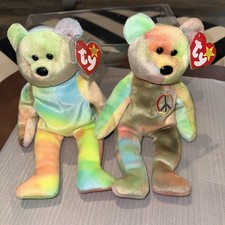 Lot Of 2 Beanie Babies Garcia The Bear & Peace The Bear NWT Retired 