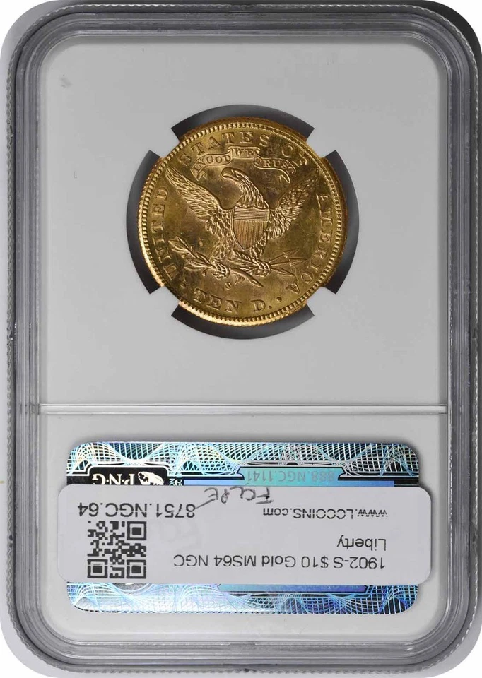 1902-S $10 Gold Liberty Head MS64 NGC - Image 2 of 4