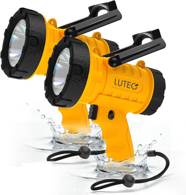 2 Pack Rechargeable Waterproof LED Spotlight Flashlights - 4 Modes, Orange