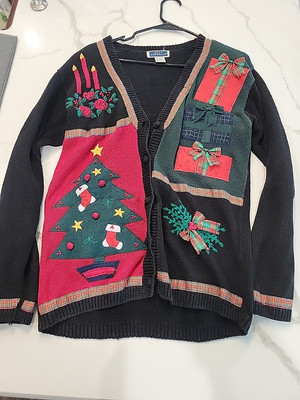 Bryn Connelly Christmas Sweater Cardigan Size Sm Vintage Grandma Cottagecore 80s