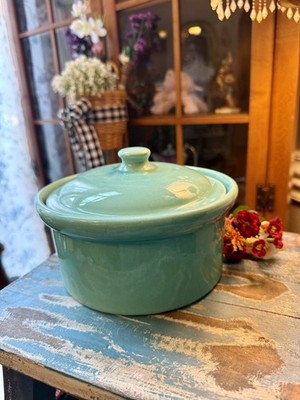 Vintage Weller Turquoise Covered Casserole Dish Country Crock with Lid