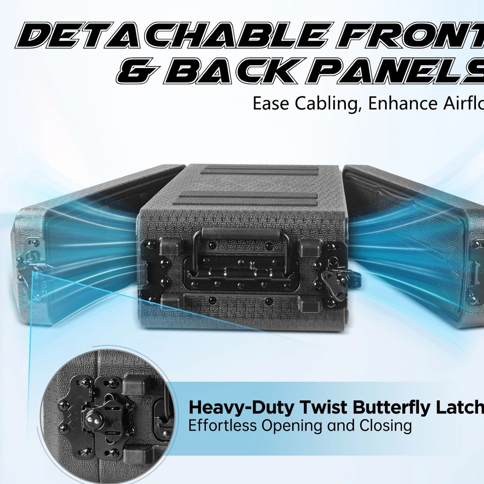 Rack Case 2U 4U 6U Space SHALLOW 10 Inch Deep, DJ Light Weight 19" wide w Screws - Image 4 of 4