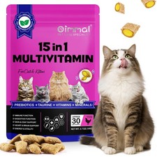 15 in 1 Multivitamin for Cats  Kittens - Chicken Flavor Crunchy  Soft...