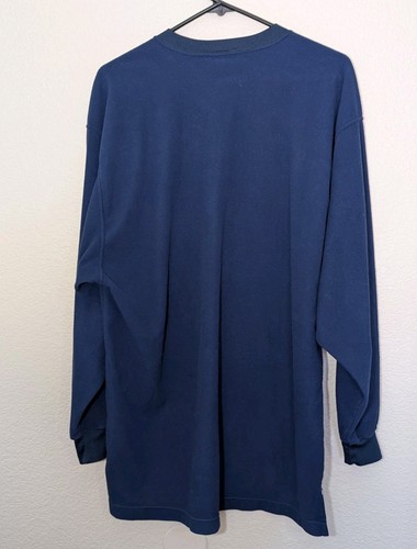 Vtg 90s Nike Embroidered Sweatshirt M Thermal Fit Swoosh Navy Classic - Picture 2 of 7