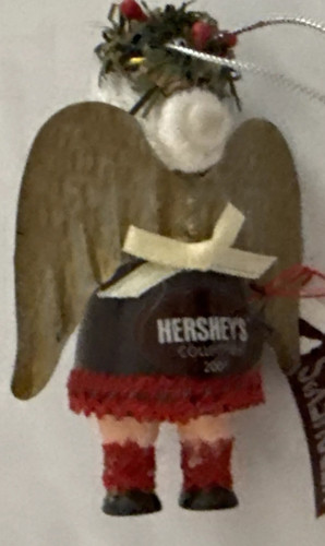 2001 Kurt Adler Hershey Christmas angels 3" wooden figures 2 ornaments - Picture 3 of 5