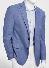 Michael Kors Men's Blue Solid Textured Classic-Fit Sport Coat Jacket Size 40R