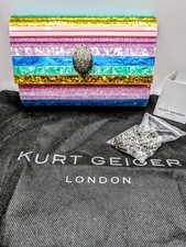 Rare👜Kurt Geiger Party Eagle Pastel | Glitter Panelled Perspex Clutch New